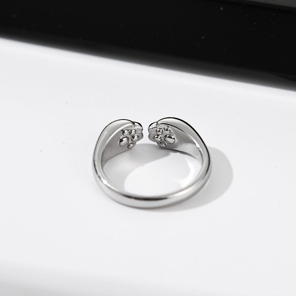 Anillo ajustable de mujer con diseño de huellas de gato