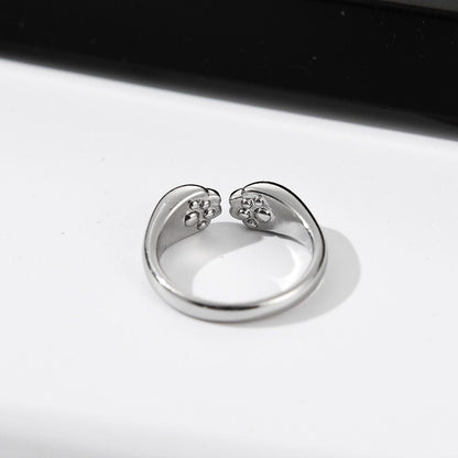 Anillo ajustable de mujer con diseño de huellas de gato