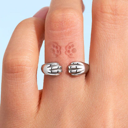 Anillo ajustable de mujer con diseño de huellas de gato
