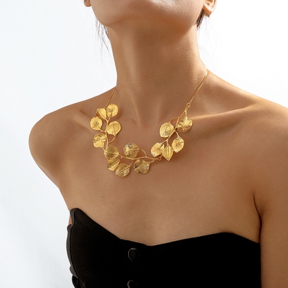 Golden Leaf - Collar Vintage de Hoja de Higuera