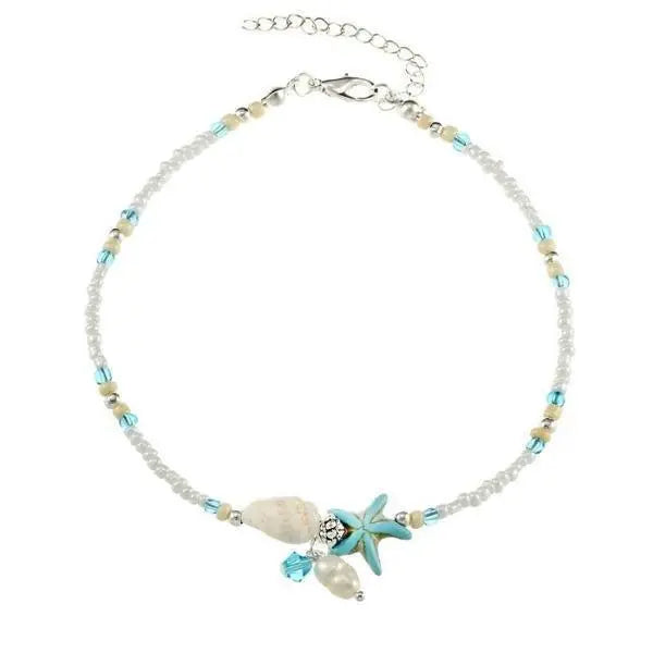 Mireva – Tobillera con Estrella y Concha con Piedras Naturales