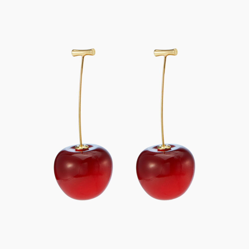 Red Cherry Earrings - Ligero pendiente de cereza