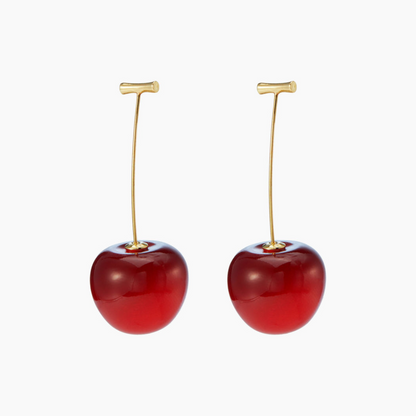 Red Cherry Earrings - Ligero pendiente de cereza
