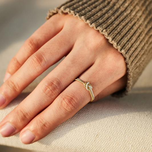 Anillo de Nudo de Cuerda Ángel - Oro y Plata