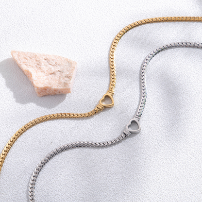 Pulsera de Corazón Hueco Dorado - Pulsera de Corazón Abierto