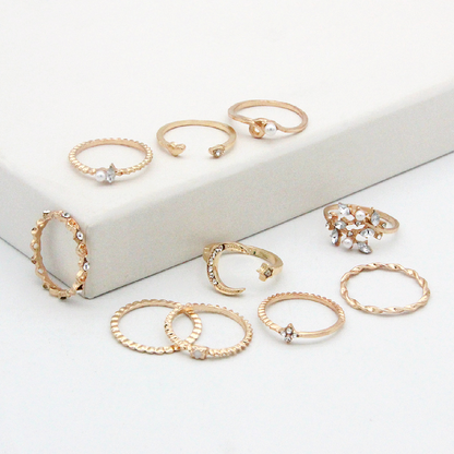Luna y Estrella - 10 Anillos de Moda