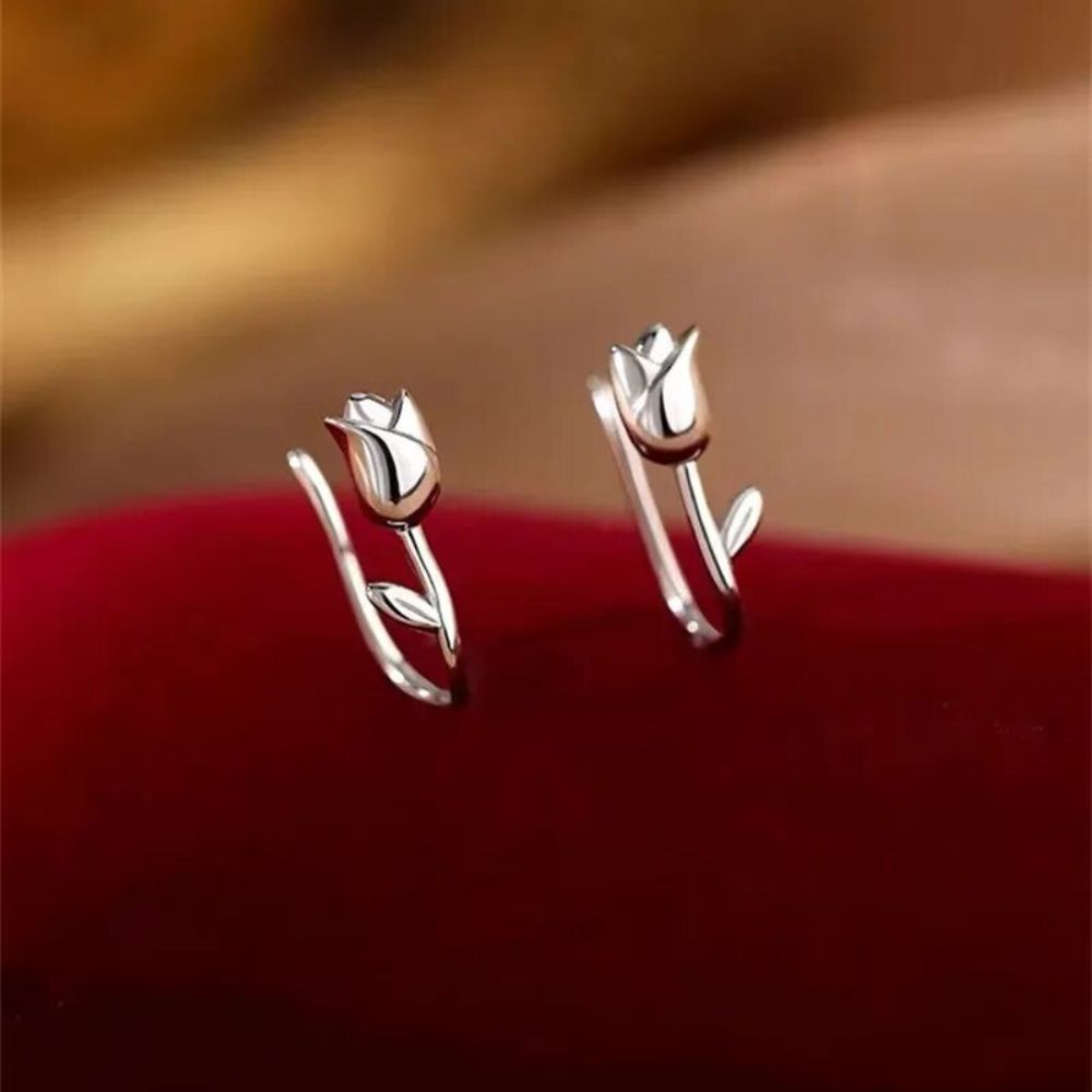 Pendientes de tulipán para mujeres con diseño floral - Par