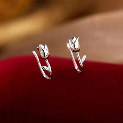 Pendientes de tulipán para mujeres con diseño floral - Par