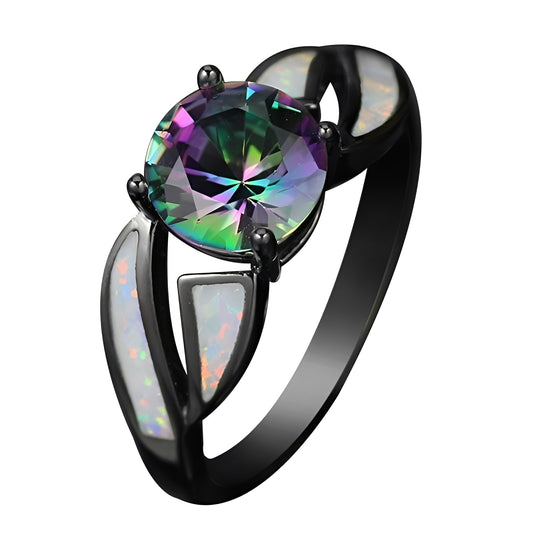 Mirella – Anillo Arcoíris en Ópalo y Topacio