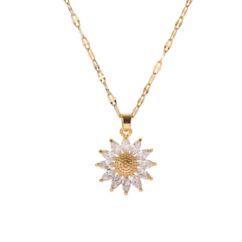 Jennie – Collar Girasol en Cristal y Acabado Dorado