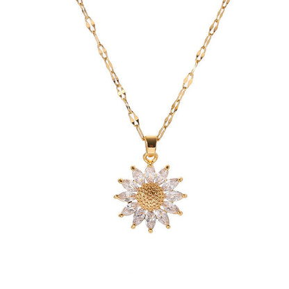 Jennie – Collar Girasol en Cristal y Acabado Dorado