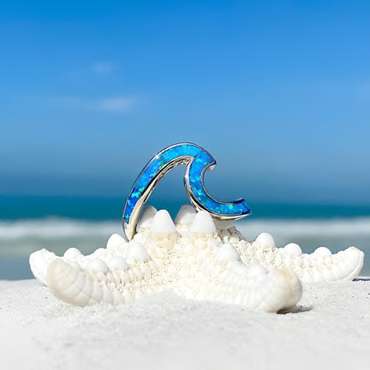 Nerina – Anillo Ola Marina en Ópalo y Plata