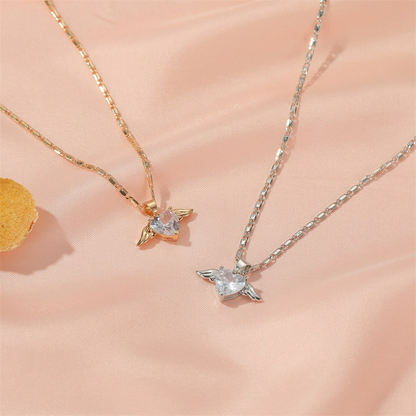 Collar Alas del Amor - Cadena Corazones y Alas