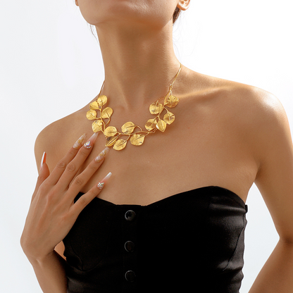 Golden Leaf - Collar Vintage de Hoja de Higuera