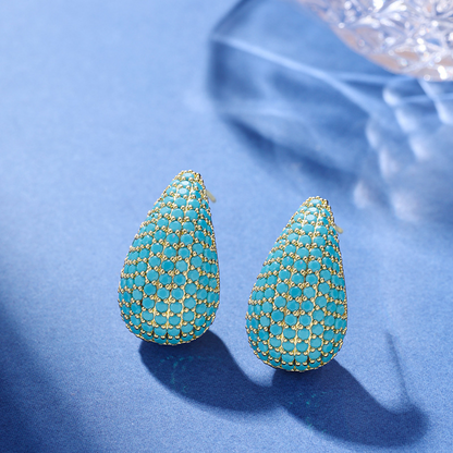 Pendientes de diamante en forma de gota - Pendiente de diamante de intarsia