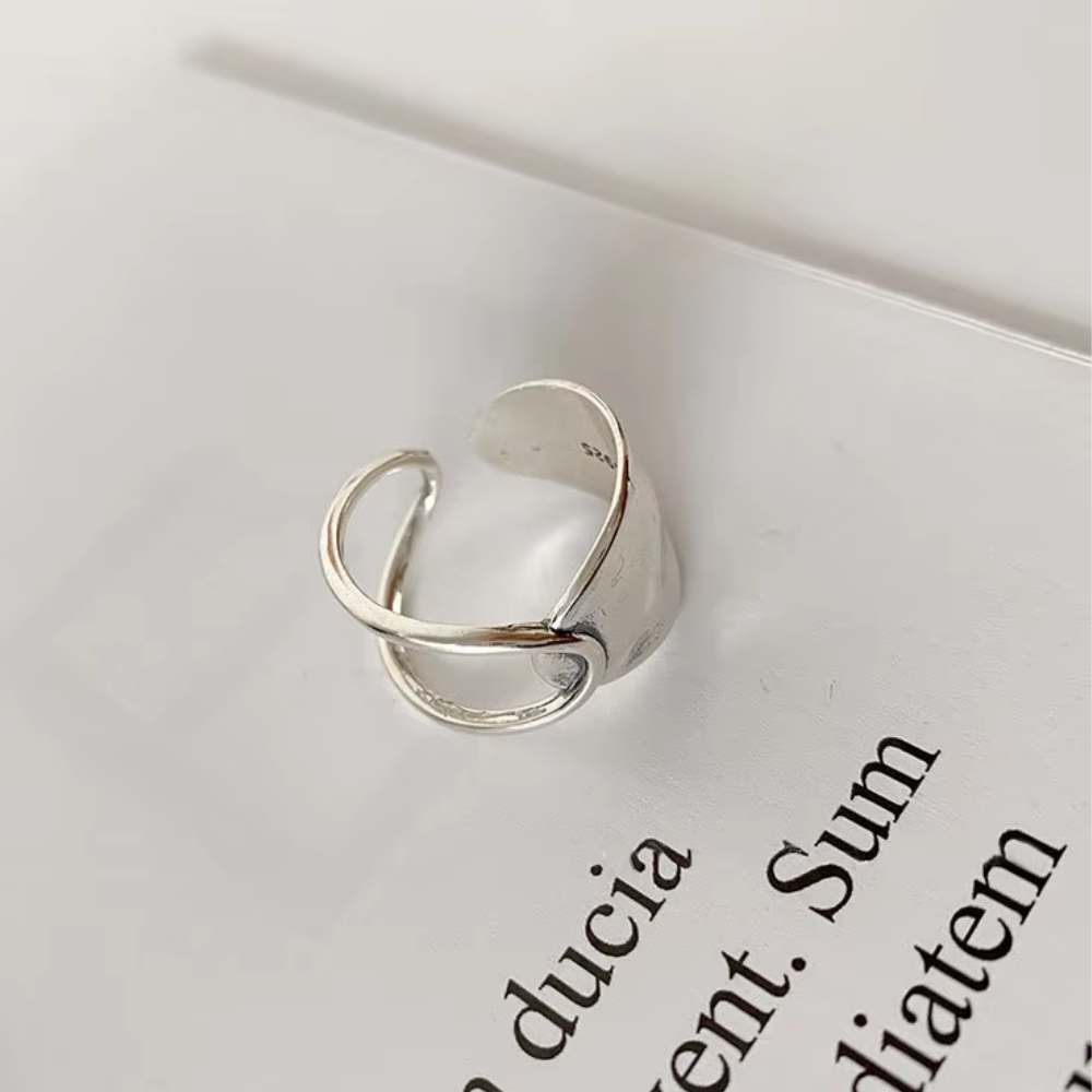 Damas Anillo Chunky Ajustable con Textura Martillada