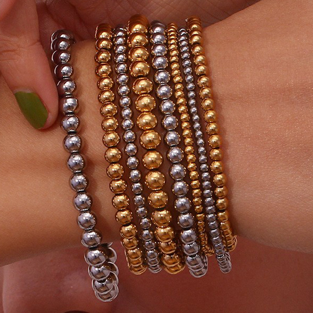 Crea - Pulsera de moda apilable de oro metálico (4 mm)