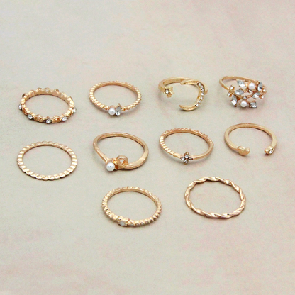 Luna y Estrella - 10 Anillos de Moda