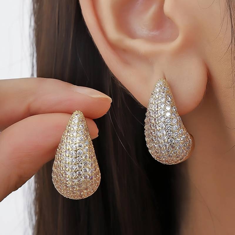 Pendientes de diamante en forma de gota - Pendiente de diamante de intarsia