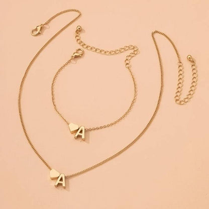 Conjunto de Joyería Corazón Inicial - Conjunto de Joyería Inicial Love