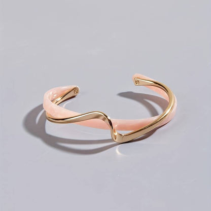 Brazalete ondulado con perlas - Oro 18K chapado