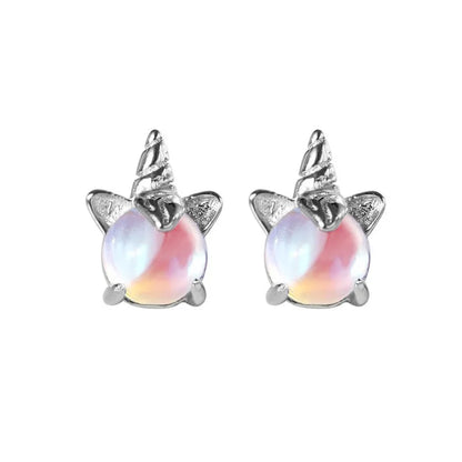 Pegah - Pendientes de Unicornio de Plata con Piedra