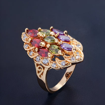 Naelle – Anillo Trio Amatista Peridoto Rubí