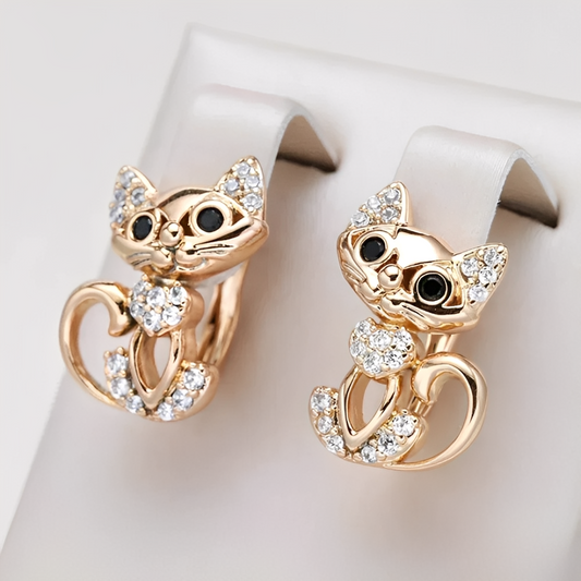 Louna – Pendientes Gato Elegante en Circonio