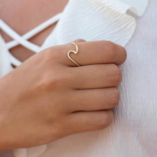 Anillo Sea Wave Minimalista - Anillo de plata en forma de ola