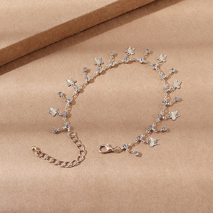 Espejo de mariposa con borlas - Pulsera de tobillo con circonitas
