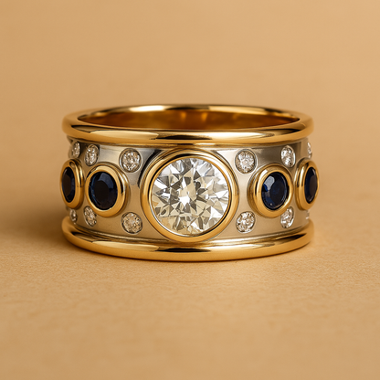 Sylvie – Anillo Vintage Dorado con Circonitas Incrustadas