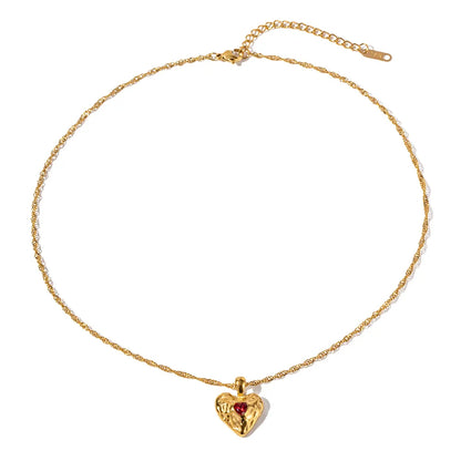 Vesper - Collar de corazón rojo dorado