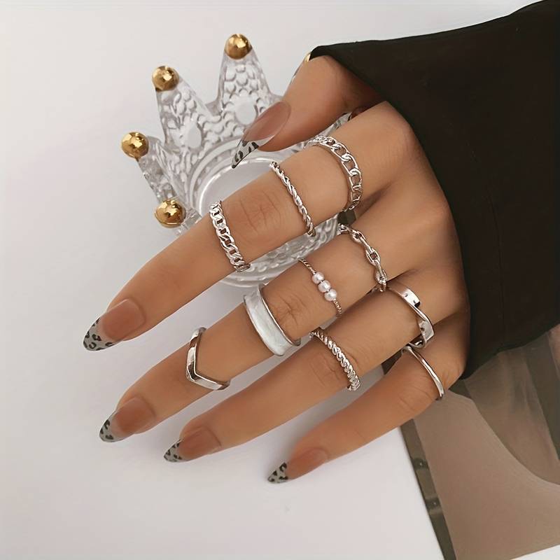 10 Piezas Anillos de Moda - Anillos de Mezcla y Combina Tendencia