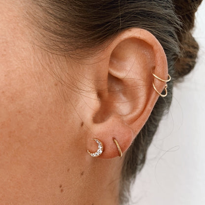 Zara - Pendientes de Cartílago Luna con Gemas