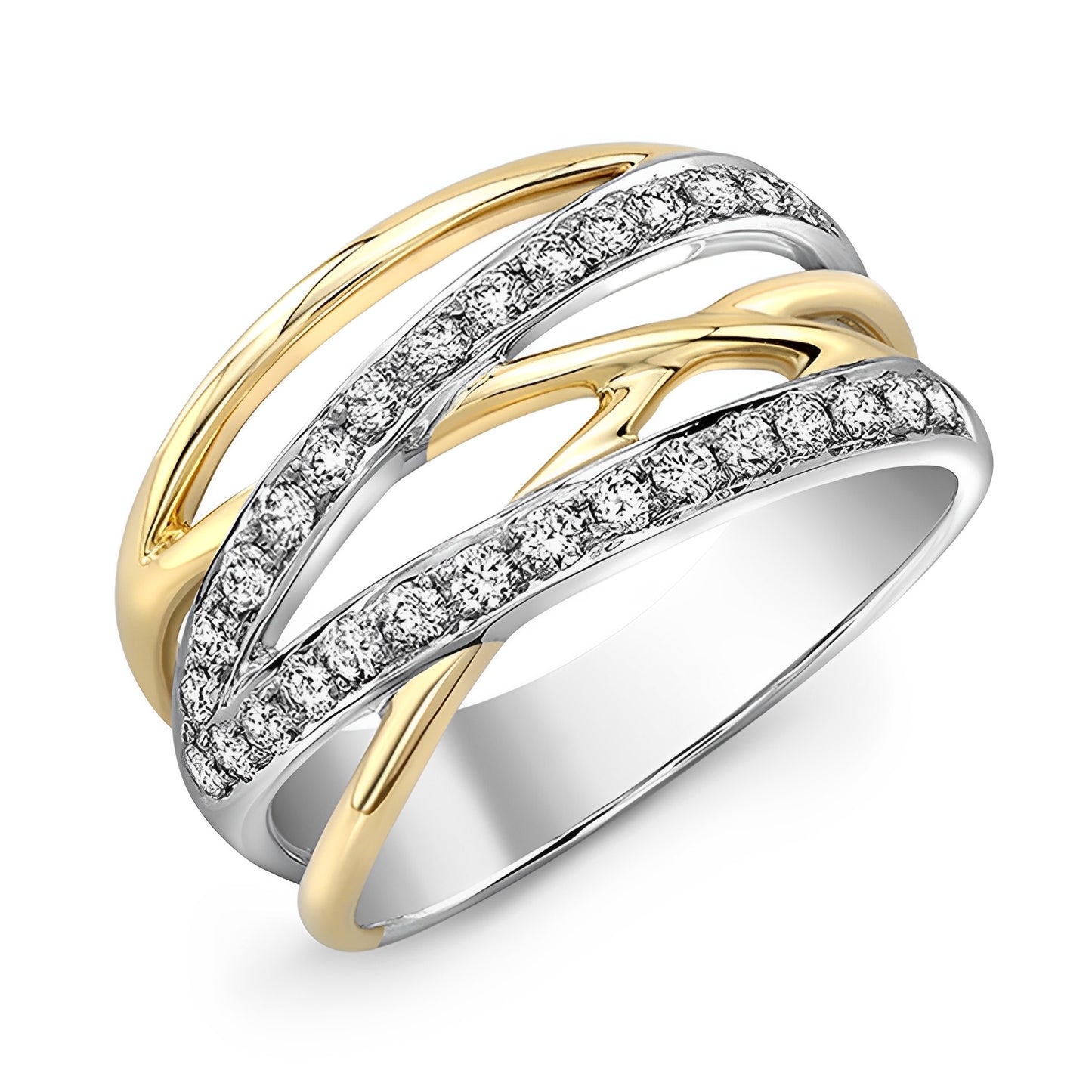 Cayenne – Anillo Bicolor con Circonitas Brillantes