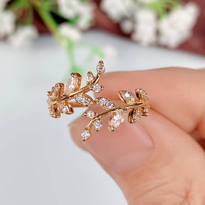 Anillo de Hoja de Rama - Anillo de Hoja de Árbol