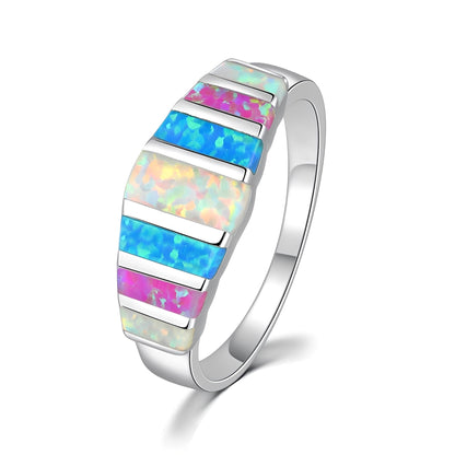 Leana – Anillo Elegante en Ópalo de Fuego & Plata