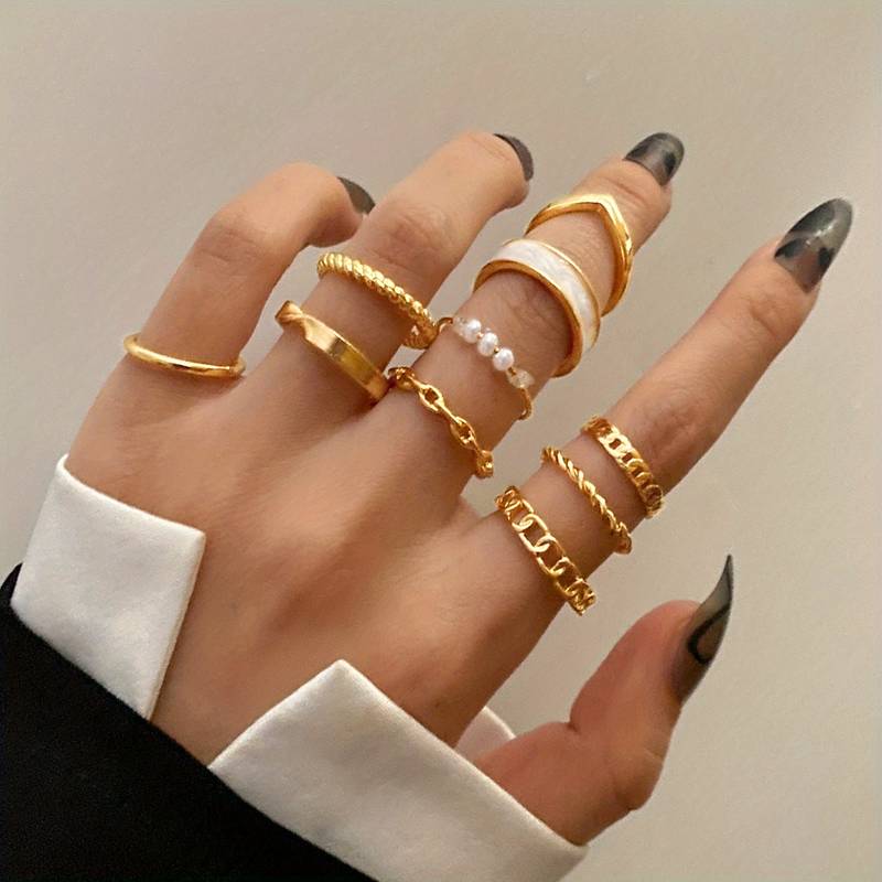 10 Piezas Anillos de Moda - Anillos de Mezcla y Combina Tendencia