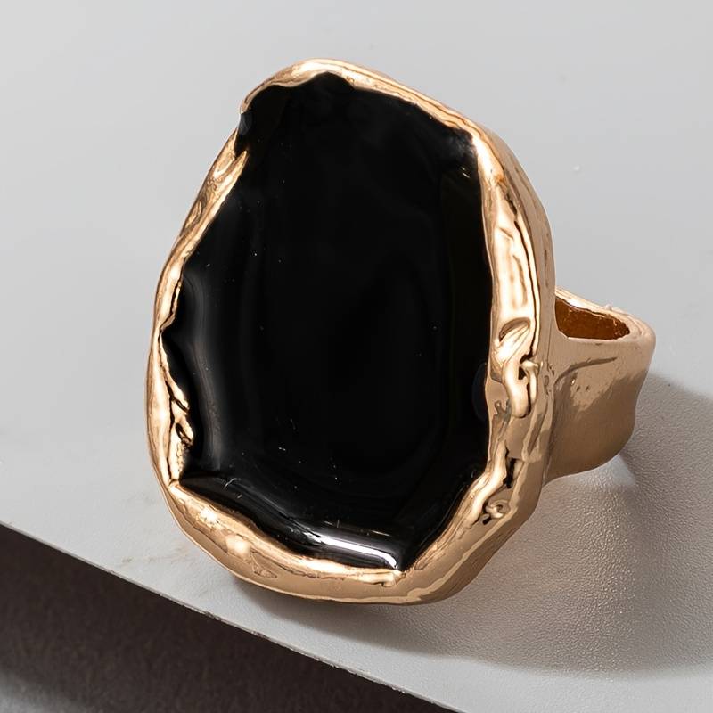 Anillo Vintage de Piedra Negra Grande