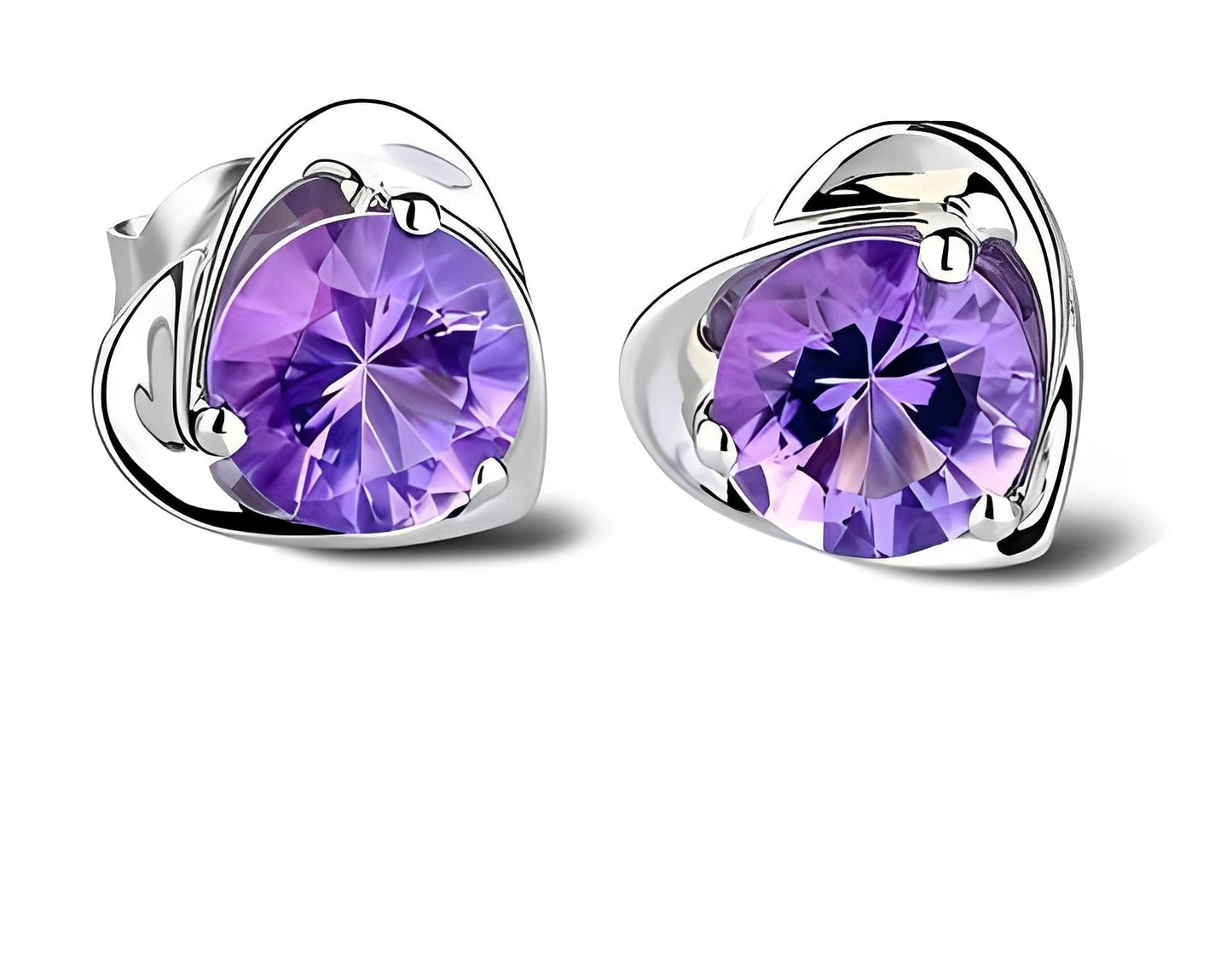 Nolwen – Pendientes Corazón Amatista & Plata