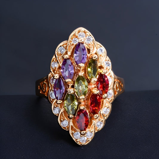 Naelle – Anillo Trio Amatista Peridoto Rubí