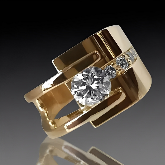 Sharon – Bague Vintage Dorada con Zirconias Irregulares