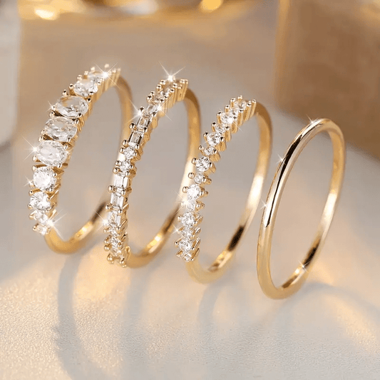 Laura – Anillos Apilables en Circon Dorado 14k