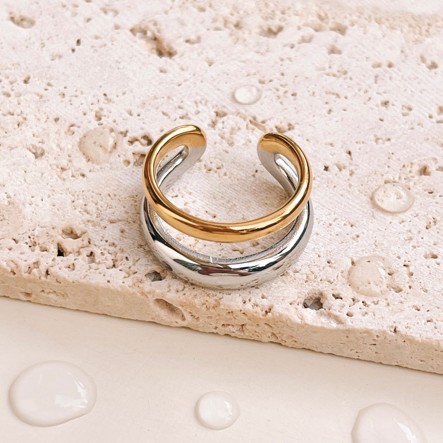 Alexandra – Anillo Bicolor Doble Capa Abierto