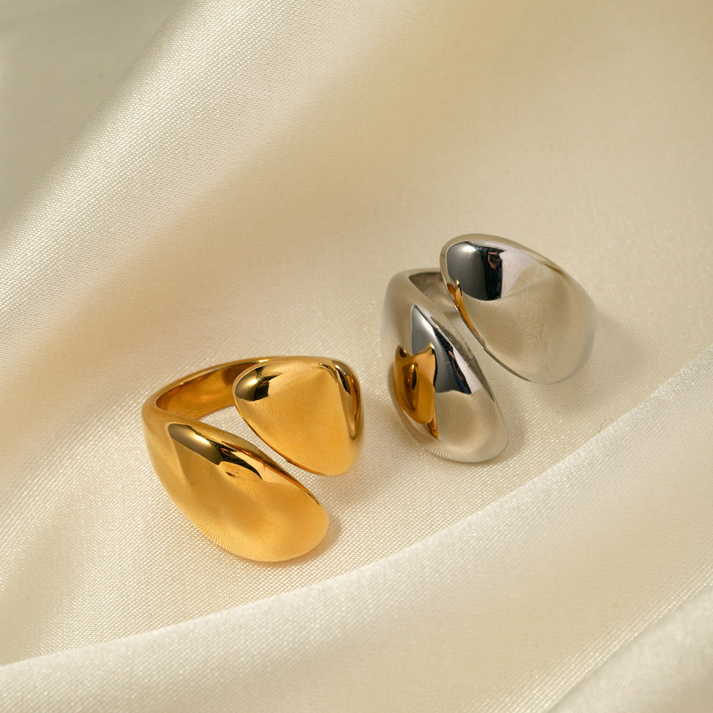 Dama Anillo Abierto Ajustable con Diseño Orgánico Curvado