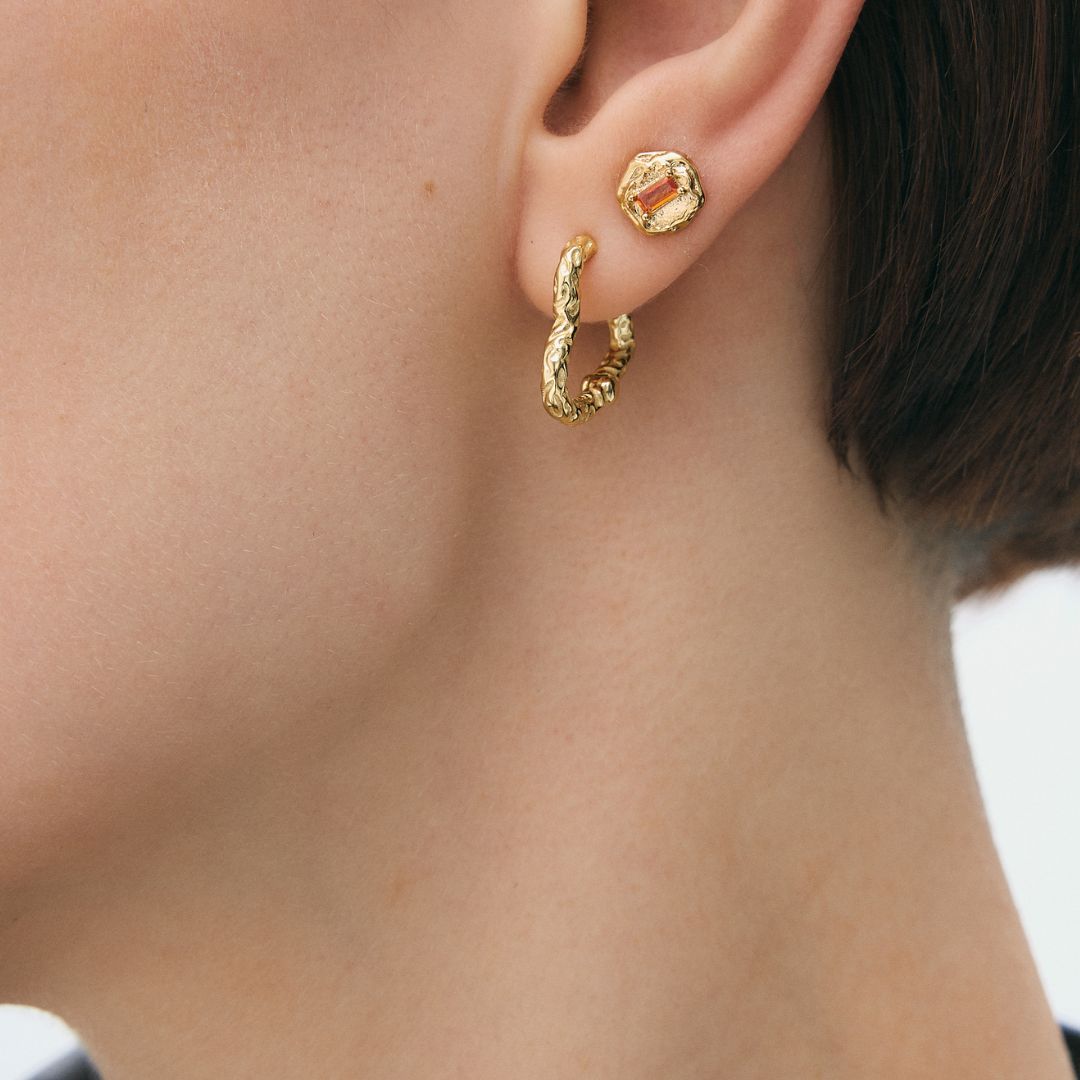 Damas Corazones-Creolen con Textura Irregular y Forma Orgánica