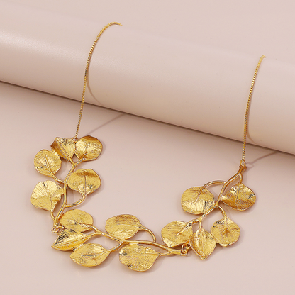 Golden Leaf - Collar Vintage de Hoja de Higuera
