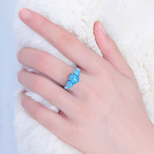 Merly – Anillo Ópalo de Fuego Azul en Plata