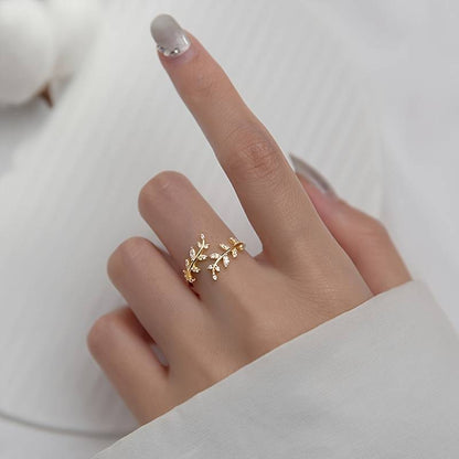 Anillo de Hoja de Rama - Anillo de Hoja de Árbol