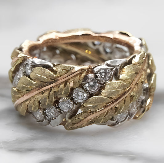 Sheena – Anillo Vintage Dorado con Detalles de Diamante